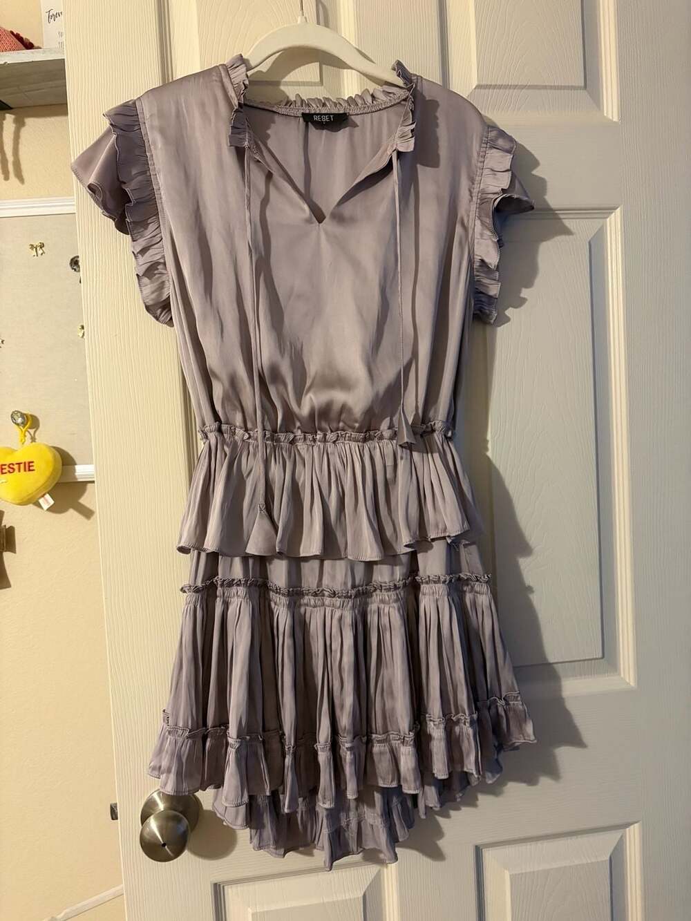 Reset by Jane Lavender Ruffled Tiered Mini Dress